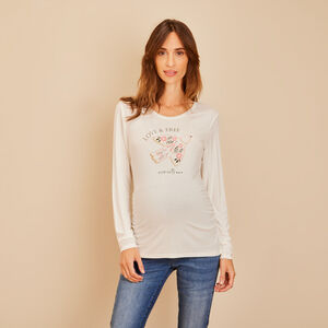 T-shirt manches longues en jersey print fantaisie pour femme 