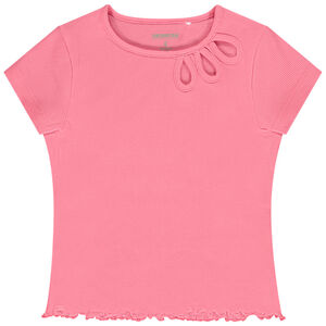 T-shirt manches courtes côtelé et ajouré fille 
