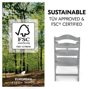 Chaise haute Alpha+ évolutieve de bois de hêtre européen certifiées FSC® Gris  