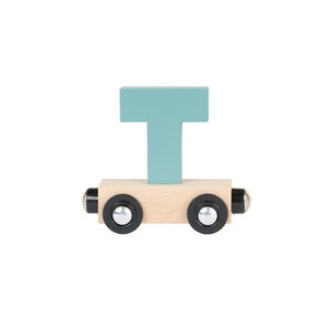 Lettre "T" wagon en bois - vert 