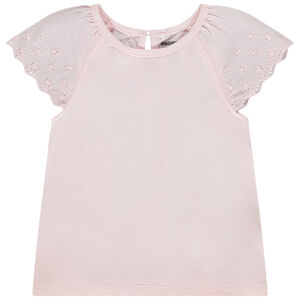 T-shirt manches courtes en broderie anglaise pour bébé fille 