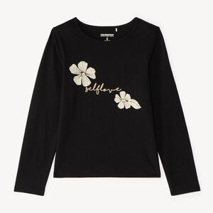 T-shirt manches longues print pailleté pour fille 