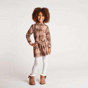 Robe fille chemise à carreaux ceinturée 