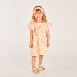 Ensemble 2 pièces robe + bandeau imprimé fantaisie pour bébé fille 