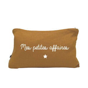 Trousse de toilette en lin "Mes petites affaires" terracotta 