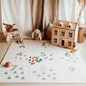 Tapis de dalles en mousse réversibles 180 x 180 cm nombres/motif minimaliste 