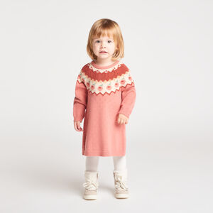 Robe en tricot bébé fille motif fleurs 