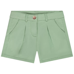 Short en sergé uni effet pinces pour fille 