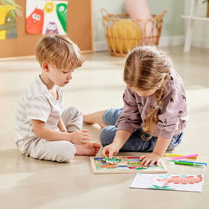 Puzzle dinosaures 24 pièces 2 en 1 avec coloriage 