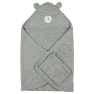 Cape de bain + gant de toilette en éponge Vert 