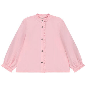 Chemise brodée à manches longues bouffantes pour fille 