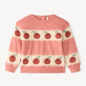Pull jacquard doublé en velours bébé fille motif baies 