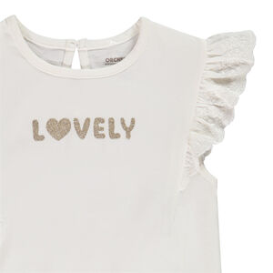 T-shirt manches courtes volantées en jersey avec print glitter pour bébé fille 