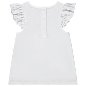 T-shirt manches courtes volantées motif pailleté pour bébé fille 