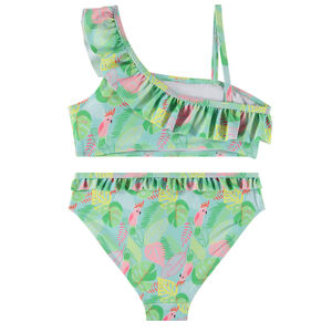 Maillot de bain 2 pièces asymétrique imprimé jungle fille 