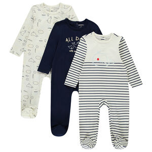 Lot de 3 dors-bien motifs baleines pour bébé garçon avec ouvertures différentes selon l'âge 