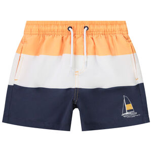 Short de bain effet color block print voilier pour garçon 