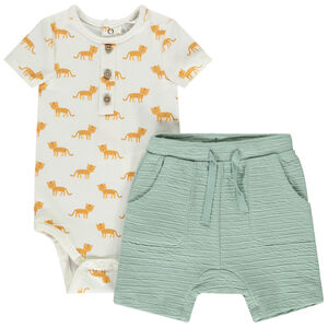 Ensemble 2 pièces avec body imprimé léopards pour bébé garçon 