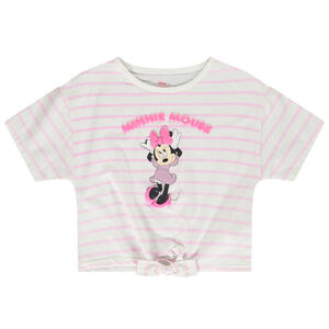 T-shirt manches courtes à rayures puff print Minnie Disney pour fille 