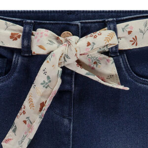 Jean droit avec ceinture foulard imprimée pour bébé fille 