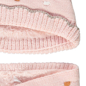 Ensemble en tricot bonnet + snood pour bébé fille 