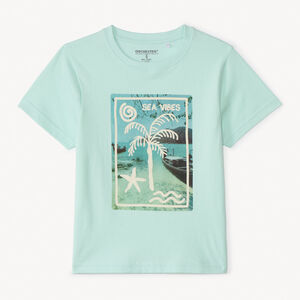 T-shirt manches courtes uni print fantaisie pour garçon 