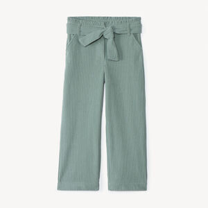 Pantalon palazzo en velours côtelé et ceinturé pour fille 
