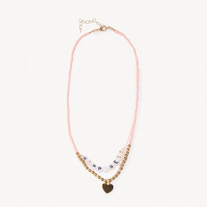 Collier fantaisie effet 2 en 1 avec pendentif cœur et lettres pour fille  