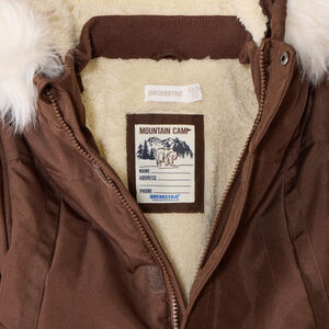 Parka uni en toile avec capuche effet fourrure pour garçon  