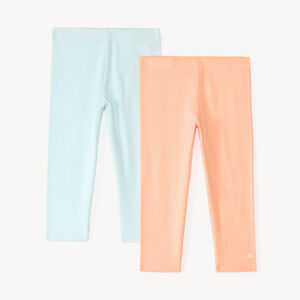 Lot de 2 leggings courts unis print logo pour fille 