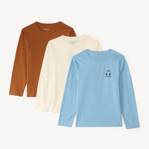Lot de 3 t-shirts manches longues unis garçon 
