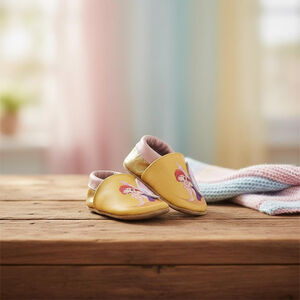 Chaussons bébé en cuir 12-18M Josée la fée jaune 