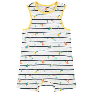 Combinaison courte à rayures imprimé Toucans et Palmiers pour bébé garçon 