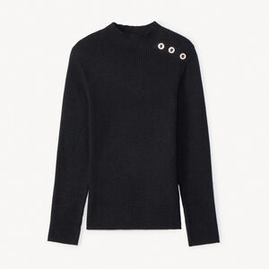 Pull manches longues à col cheminé et boutons fantaisie pour fille  