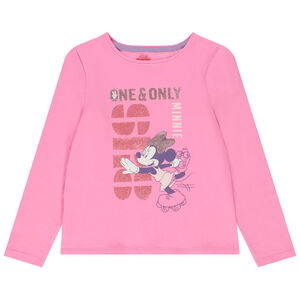 T-shirt manches longues print glitter Minnie Disney pour fille 