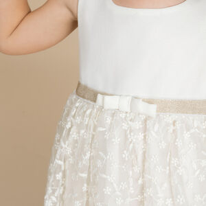 Robe de cérémonie bi-matière à dos ajouré cœur pour bébé fille 