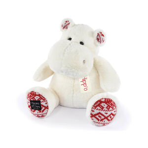 Peluche moyenne à grande Hippo blanc de Noël 40 cm 