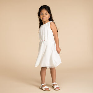 Robe uni en crêpe avec dos nageur et détails à fleurs pour fille  