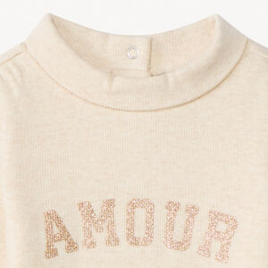 Sous-pull col roulé à message pailleté pour bébé fille 