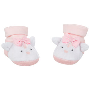 Chaussons en velours à petit noeud et oreilles en relief 
