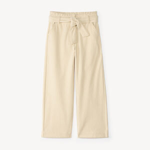 Pantalon large en velours côtelé et ceinturé fille 