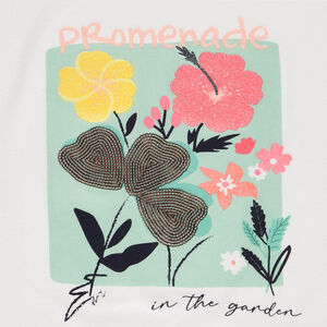 T-shirt manches courtes volantées avec print fantaisie pour fille 