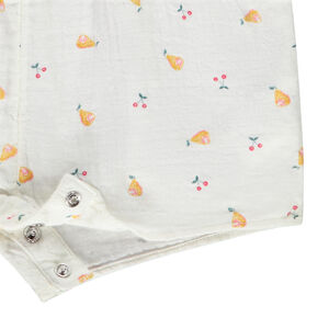 Combinaison courte en gaze de coton imprimé fruits pour bébé fille 