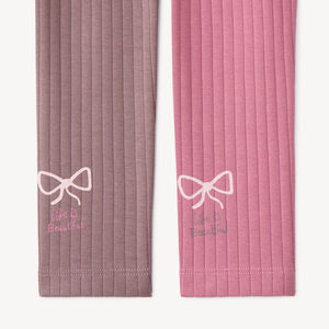 Lot de 3 leggings côtelés fille unis et imprimé 