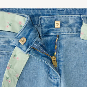 Jean slim fille avec ceinture en tissu 
