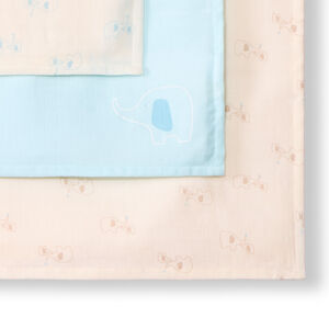 Lot de 3 langes en tetra motifs éléphants pour bébé garçon 