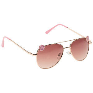Lunettes de soleil style aviateur avec fleurs fantaisie pour fille 