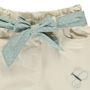 Jean à ceinture foulard et broderies papillons pour bébé fille 