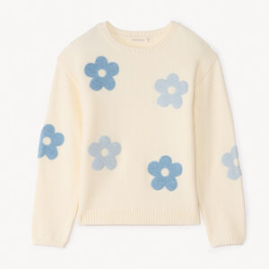 Pull tricot à fleurs en bouclettes 3D pour fille 