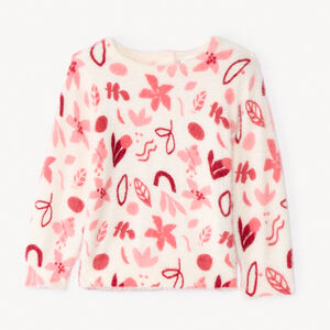 Pull manches longues pelucheux imprimé arty pour bébé fille  